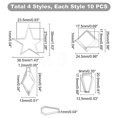 Unicraftale 30Pcs 3 Style 304 Stainless Steel Linking Rings STAS-UN0018-36P-1