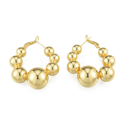 Brass Round Ball Wrap Hoop Earrings for Women EJEW-N011-83-1