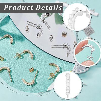 12Pcs 2 Styles Brass Stud Earring Findings KK-BBC0028-22-1