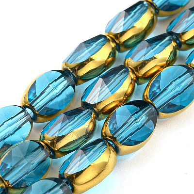 Electroplate Transparent Glass Beads Strands EGLA-G037-03A-HP06-1