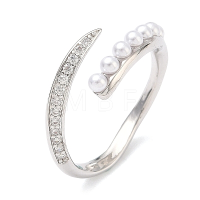 Brass Micro Pave Cubic Zirconia Cuff Open Rings RJEW-C158-01P-1