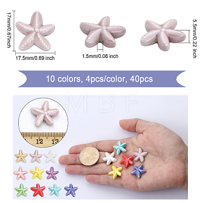 40Pcs 10 Colors Handmade Porcelain Beads PORC-CA0001-10-1