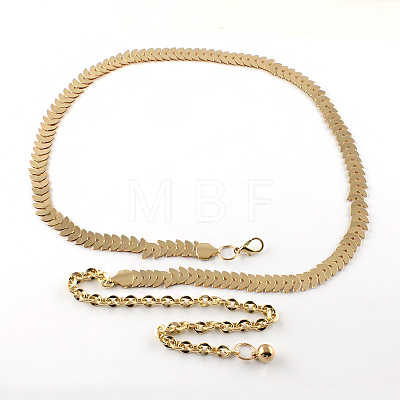 Iron Chain Belts with Aluminum End Chains X-AJEW-R051-01-1