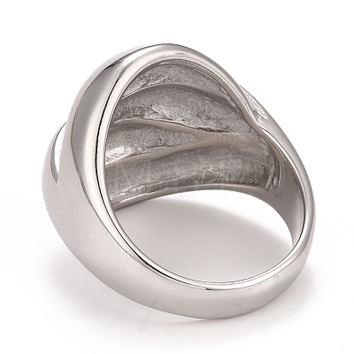304 Stainless Steel Textured Chunky Finger Ring for Men Women RJEW-B040-03P-1