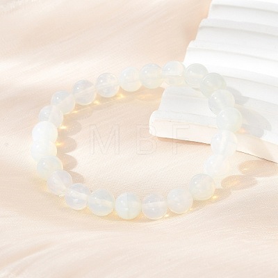 Opalite Beaded Stretch Bracelets X-BJEW-F203-01-1