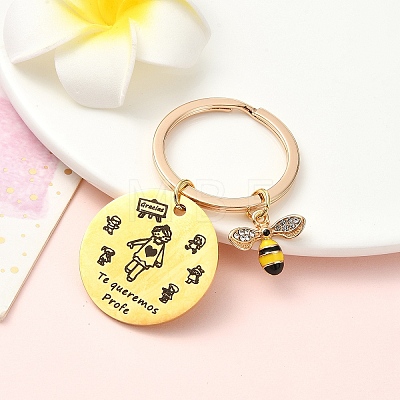 Alloy Rhinestone & 201 Stainless Steel Keychain KEYC-YW00091-02-1