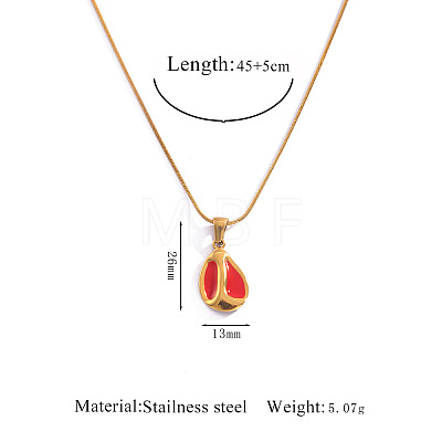 304 Stainless Steel Enamel Red Geometric Pendant Necklaces FS-WGE6FD0-03-1