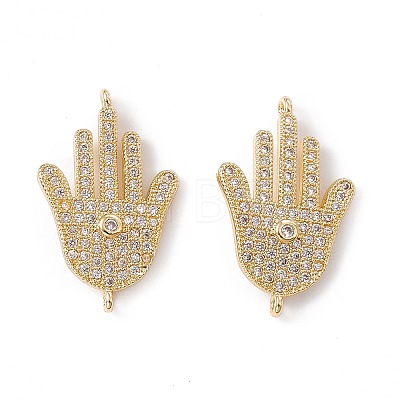 Brass Micro Pave Clear Cubic Zirconia Connector Charms KK-E068-VC077-1