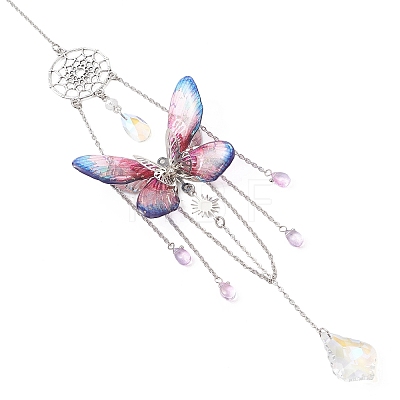 Stainless Steel Resin Butterfly Suncatcher HJEW-TA00452-01-1