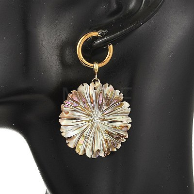 Natural Paua Shell 202 Stainless Steel Dangle Huggie Hoop Earrings for Women EJEW-JE07439-02-1