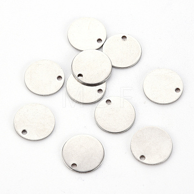 Non-Tarnish 201 Stainless Steel Stamping Blank Tag Pendants STAS-T058-12mm-P-1