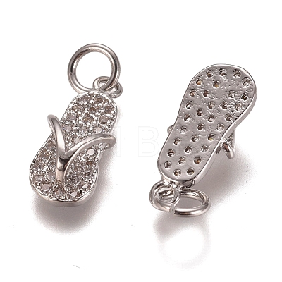 Brass Micro Pave Clear Cubic Zirconia Charms ZIRC-G153-28-1