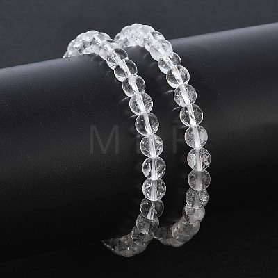Natural Quartz Crystal Round Beaded Stretch Bracelets GG-CBA12F1-02B-12-1