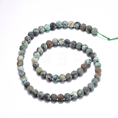 Frosted Natural African Turquoise(Jasper) Round Beads Strands G-D746-10mm-1