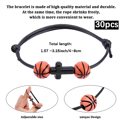30Pcs Sports Theme Acrylic Beads Braided Bead Bracelets BJEW-BM00010-1