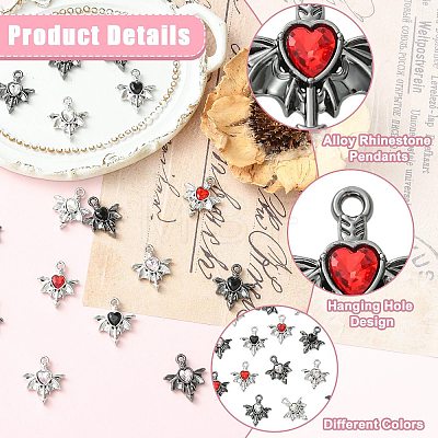 16Pcs 8 Colors Alloy Rhinestone Pendants RB-CJ0001-11-1