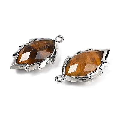 Natural Tiger Eye Faceted Leaf Pendants G-I375-04P-26-1