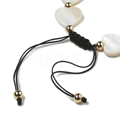 3Pcs 3 Style Cross Star Heart Natural Freshwater Shell Braided Bead Bracelets BJEW-TA00382-1