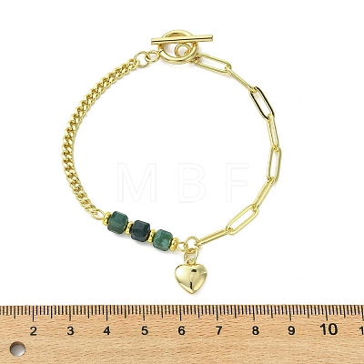 Brass Heart Charm Bracelets BJEW-JB13611-1