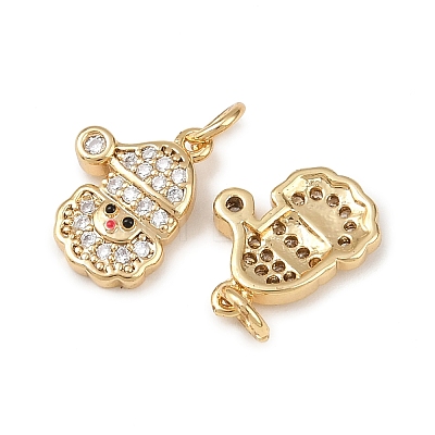 Christmas Brass Micro Pave Cubic Zirconia Charms KK-L255-18G-04-1