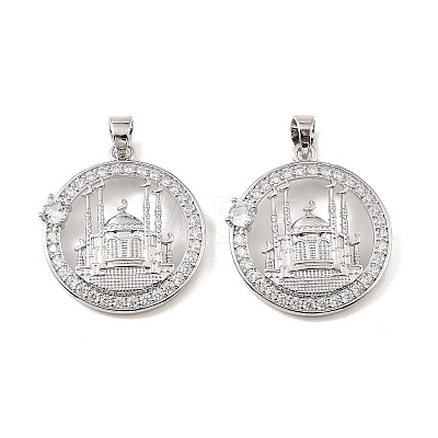 Brass & Clear Cubic Zirconia Pendants KK-G558-13P-1