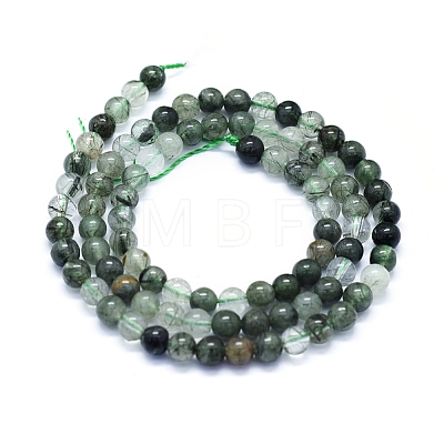 Natural Green Rutilated Quartz Beads Strands G-E561-14-4mm-1