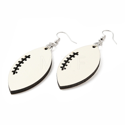 Sublimation Blank Wood Dangle Earrings with Brass Pins for Women EJEW-G356-01B-1