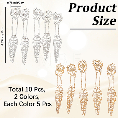 2 Sets 2 Colors Halloween Gothic Cone Iron Hollow Finger Protector BJEW-CN0001-16B-1