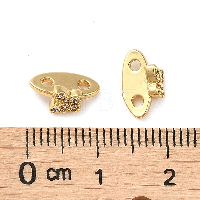 Brass Micro Pave Clear Cubic Zirconia Slide Charms KK-P239-18G-1