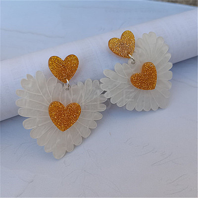 Heart Acrylic Dangle Stud Earrings FS-WGE6A0B-02-1