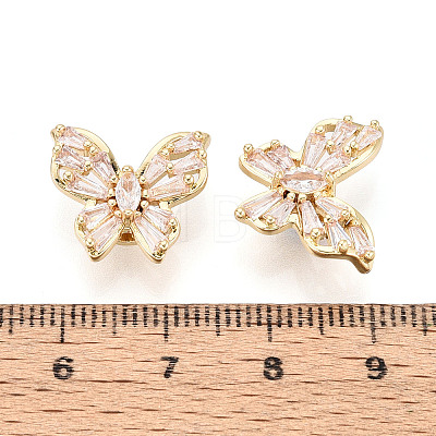 Brass Micro Pave Cubic Zirconia Beads KK-N276-08G-1