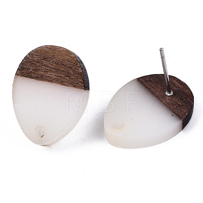 Resin & Walnut Wood Stud Earring Findings MAK-N032-006A-1