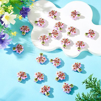 20pCS Printed Opaque Acrylic Beads OACR-TA0004-75B-1