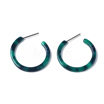 Cellulose Acetate(Resin) Half Hoop Earrings KY-S163-370-1