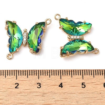 Brass Pave Faceted Glass Connector Charms FIND-Z020-04O-1