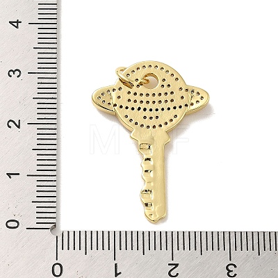 Rack Plating Brass Micro Pave Clear Cubic Zirconia Pendants KK-C047-18G-1