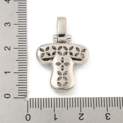 Brass Micro Pave Clear Cubic Zirconia Pendants KK-B099-01P-T-1