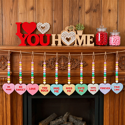 10Pcs Wood Hanging Ornaments HJEW-PH02492-1