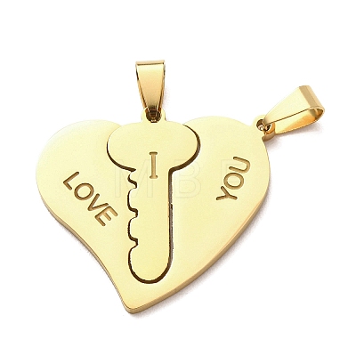 Valentine's Day 201 Stainless Steel Split Pendants STAS-F368-09G-1