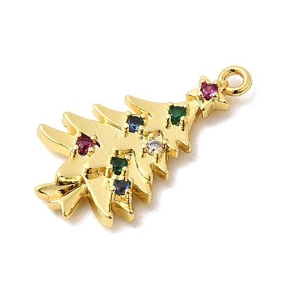 Christmas Brass Micro Pave Cubic Zirconia Pendants KK-L258-04G-A01-1