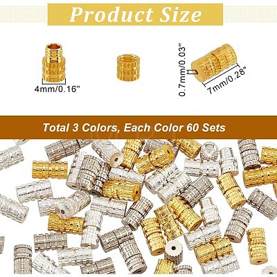  180 Sets 3 Colors Brass Screw Clasps KK-NB0002-78-1