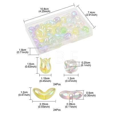 48Pcs 2 Styles UV Plating Transparent Acrylic Beads SACR-FS0001-36-1