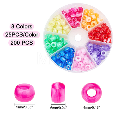 200Pcs 8 Colors Acrylic European Beads MACR-FH0001-05-1