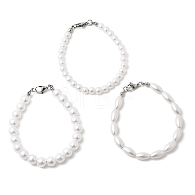 Plastic Pearl Beaded Bracelets for Women BJEW-L716-01P-1
