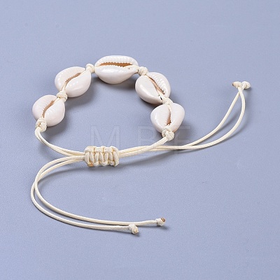 Adjustable Cowrie Shell Braided Bead Bracelets BJEW-JB04278-1