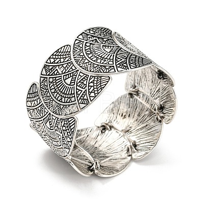 Bohemia Style Alloy Half Round Beaded Stretch Bracelets for Women BJEW-H327-04AS-1