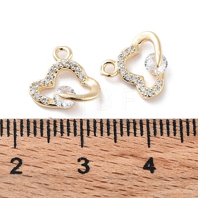 Brass Micro Pave Clear Cubic Zirconia Charms KK-F871-41G-1