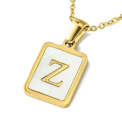 Ion Plating(IP) Rectangle with Initial Letter 304 Stainless Steel Pendant Necklace NJEW-R265-04G-Z-1