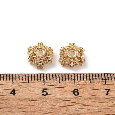 Brass Micro Pave Clear Cubic Zirconia Bead Caps KK-R216-03G-3-1