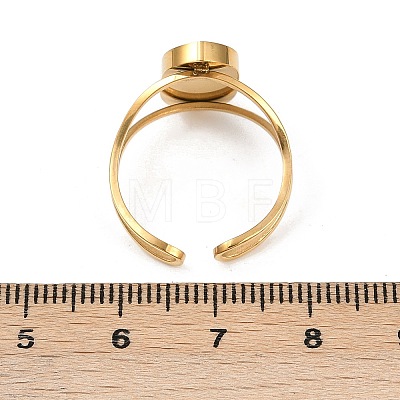 Real 18K Gold Plated 304 Stainless Steel Cuff Ring Components STAS-A191-12C-G-1